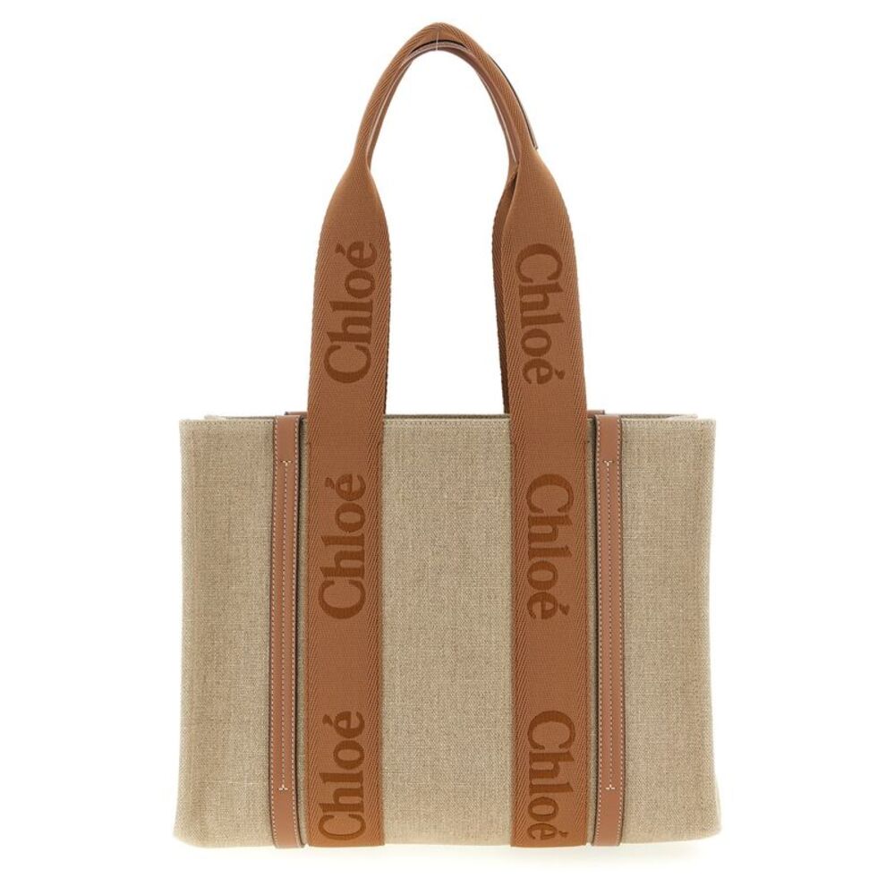 Chloé Brown Linen Tote Women's Bag